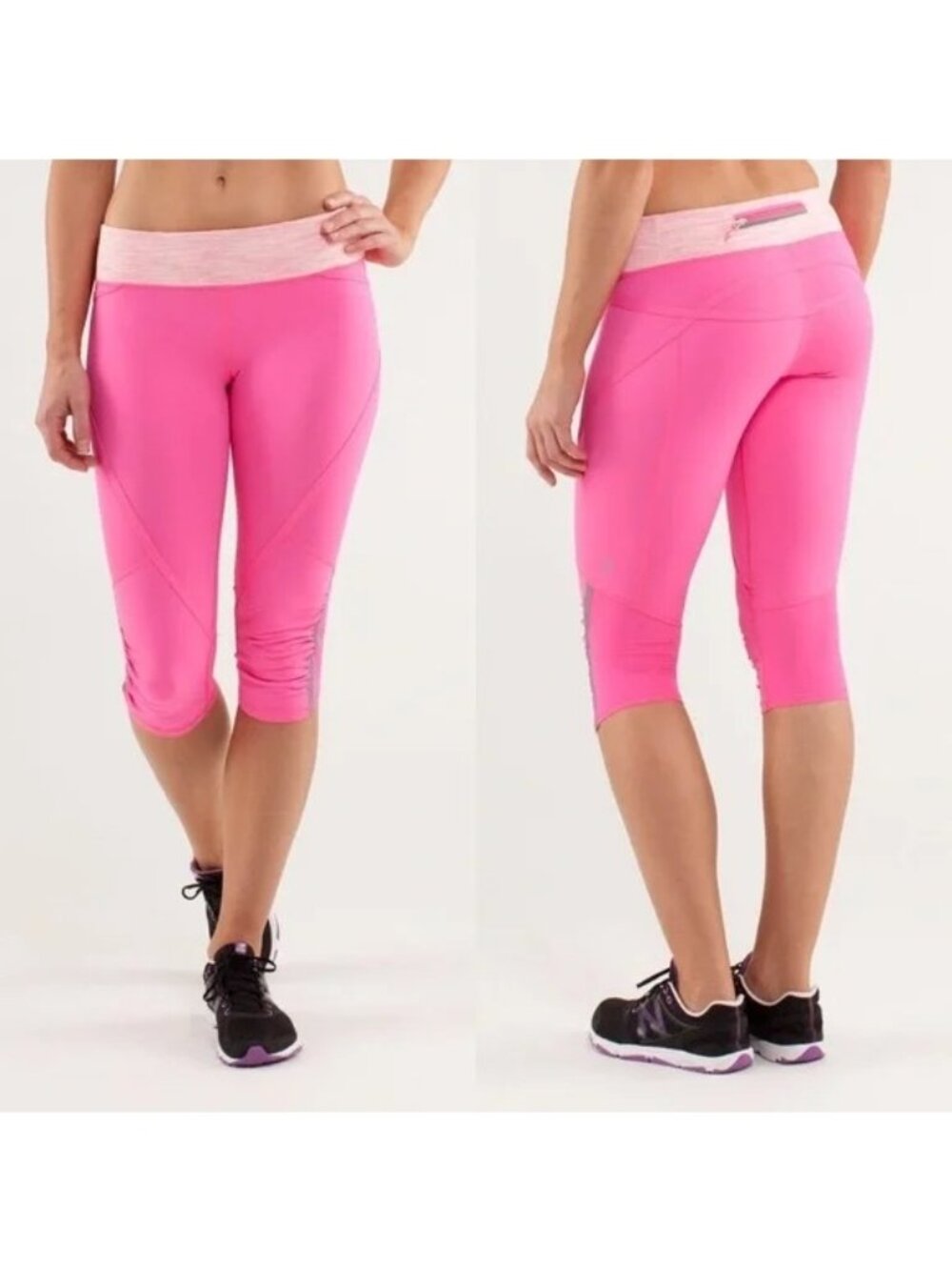 Lululemon Run Pace Crop Leggings Pinkelicious Wee Space Parfait Pink 8